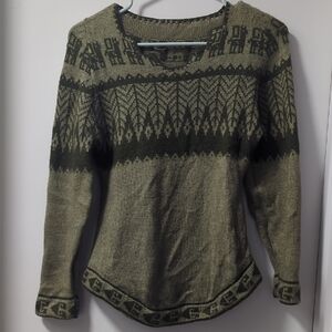 Olive Green Patterned Women's Sweater